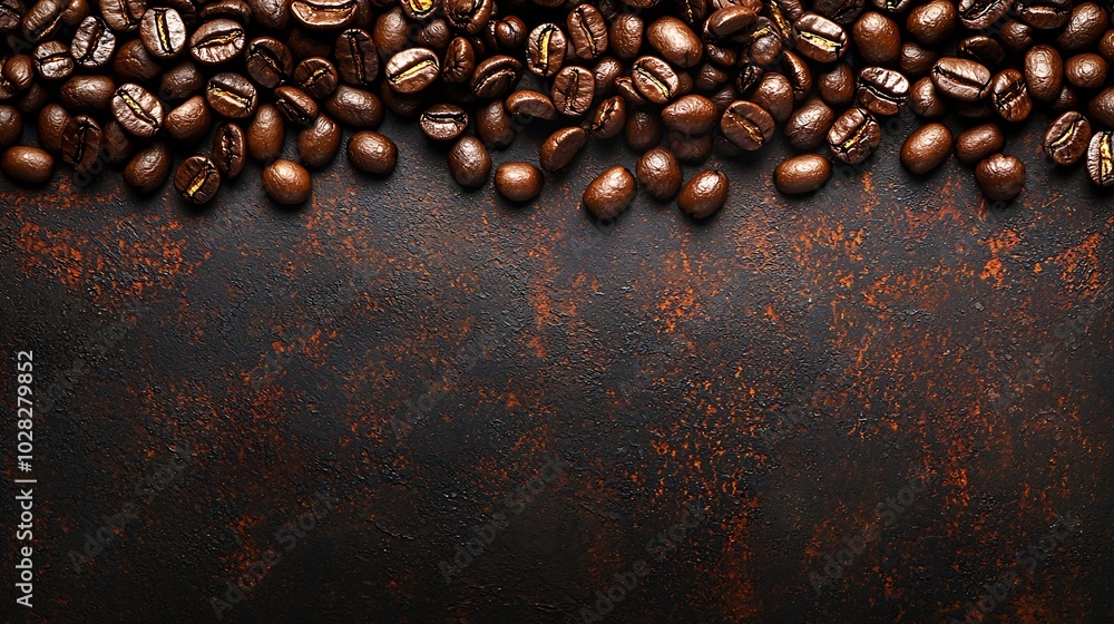 Poster coffee beans background top view copy space : generative ai