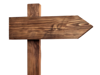 Wooden arrow sign isolated on transparent background