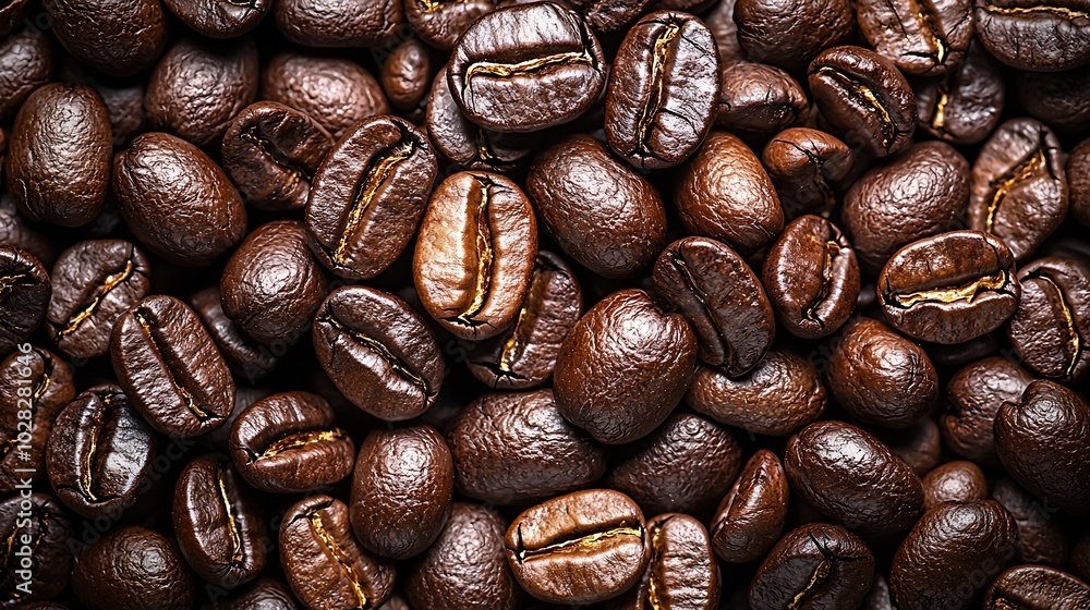 Aufkleber coffee beans background top view copy space : generative ai