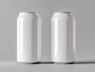 Two white blank can mockups