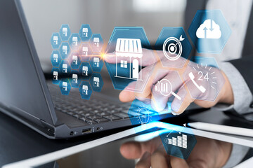 Data website management plan for sale service concept. Franchise business e-commerce online...