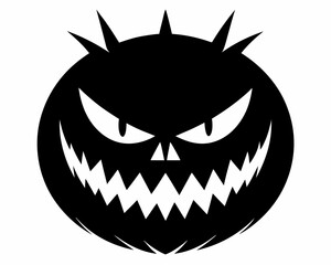 Minimalist Jack-o'-Lantern Black Silhouette Vector Design, Halloween pumpkin icon.