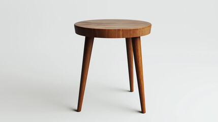 A small wooden side table with a smooth walnut finish