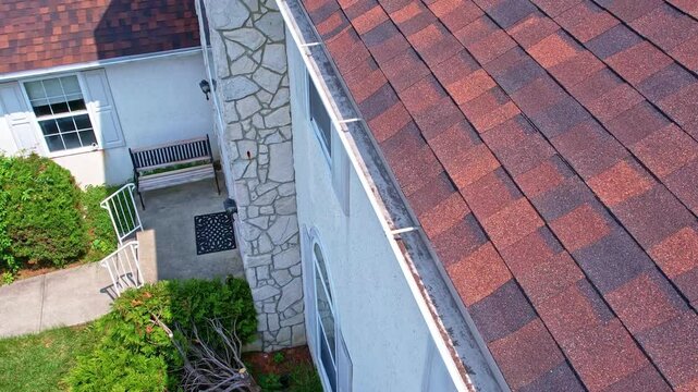 drone footage of gutters on a residential home
