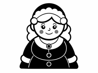 Mrs. Santa Outline Black Silhouette.