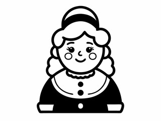 Mrs. Santa Outline Black Silhouette.