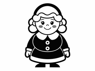 Mrs. Santa Outline Black Silhouette.
