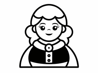 Mrs. Santa Outline Black Silhouette.