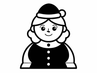 Mrs. Santa Outline Black Silhouette.