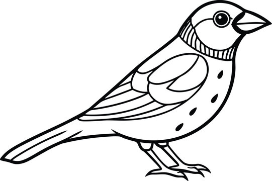 recommend clip art:  Line art drawing of Silhouette black grosbeak bird vector art illustration 