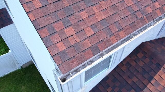 drone footage of gutters on a residential home
