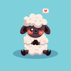Cute Sheep Sitting Cartoon 
