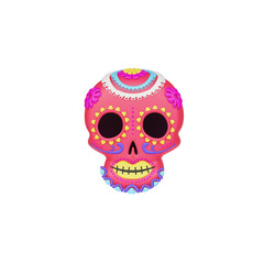 Cute cartoon character of Skull on Dia De Los Muertos. 3d render.