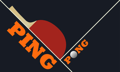 ping pong racket ball game tennis sport poster