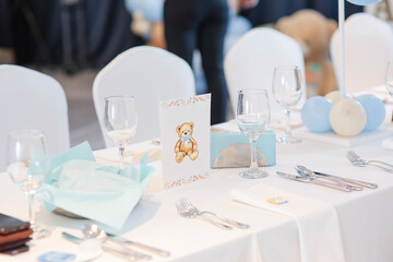  Celebration baptism concept. Delicious reception at a birthday party.