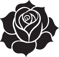 Elegant Black Silhouette Rose Illustration Vector Graphic Design