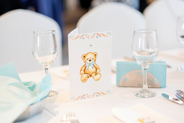  Celebration baptism concept. Delicious reception at a birthday party.