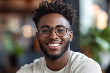 Fototapeta premium The Modern Digital Marketing Consultant: Young African American Man Smiling, Generative AI
