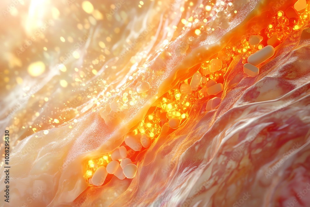 Poster abstract colorful texture with glowing sparks and fluid shapes.