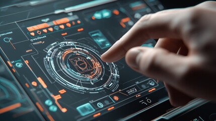 Futuristic Holographic System Dashboard with Minimalist Design for Pulse Measurement