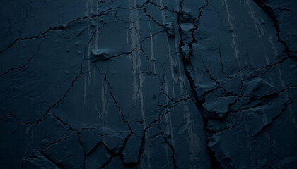 Dramatic background of a dark, aged cliff face, deeply cracked and textured, ideal for themes related to geology and mountaineering