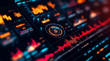 Obraz premium Crypto finance, holographic screens, dark theme, futuristic style