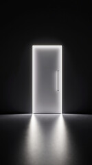 Modern, sleek refrigerator with a minimalist design on a black background.
