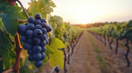 Fototapeta premium Grape Harvest Sunset Vineyard