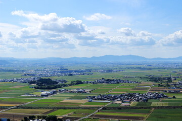 滋賀県　八幡山からの近江八幡市、野洲市方面の景色
