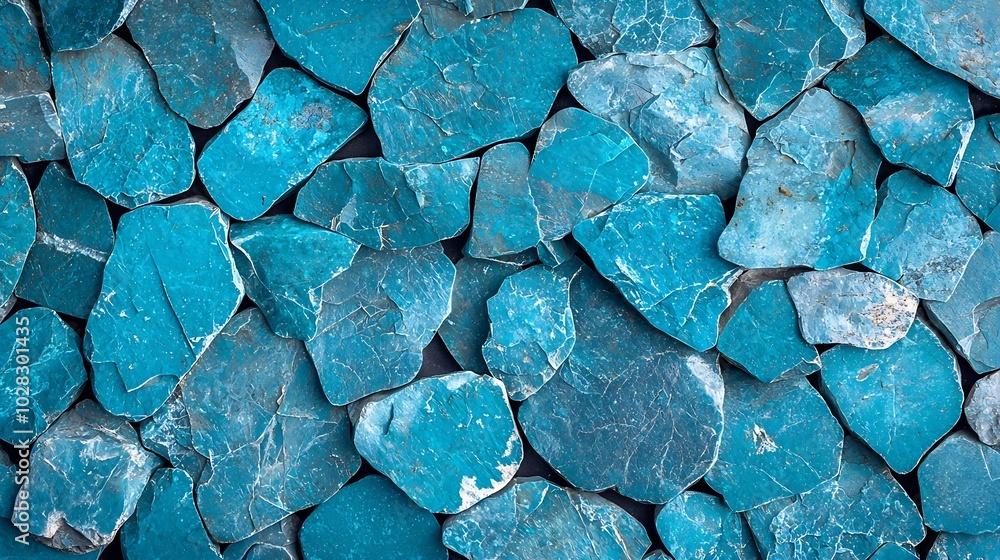 Poster Turquoise blue stone background with high resolution Top view Copy space : Generative AI