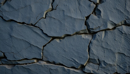 An isolated detailed view of a rough natural slate rock formation, with deep grey and subtle golden...