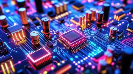 Obraz premium Colorful Circuit Diagram with Resistors and Capacitors