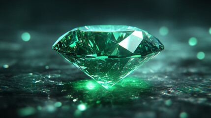 Elegant emerald gemstone with perfect clarity glowing