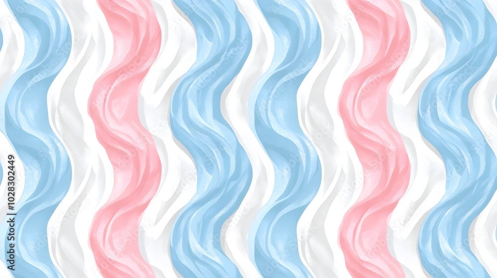 Poster flowing wavy 3d lines in soft pastel colors creating fluid and seamless abstract design