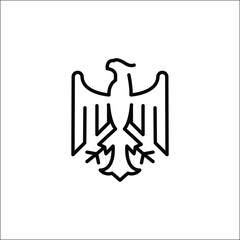 German eagle icon. Simple illustration of the German federal eagle, symbolizing strength and sovereignty. Perfect for use in logos, emblems, or branding related to Germany. Vector illustration