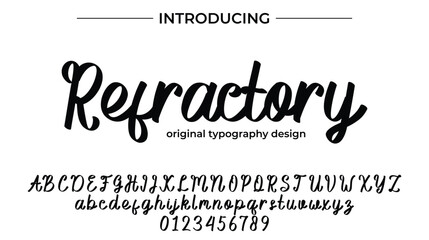 Refractory Font Stylish brush painted an uppercase vector letters, alphabet, typeface