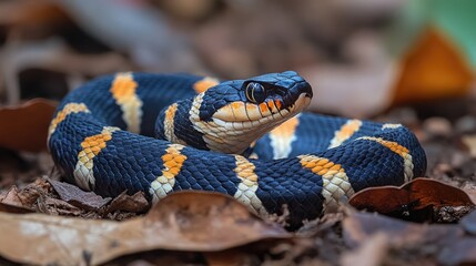 Fototapeta premium Banded krait Bungarus fasciatus Raipur Chhattishar