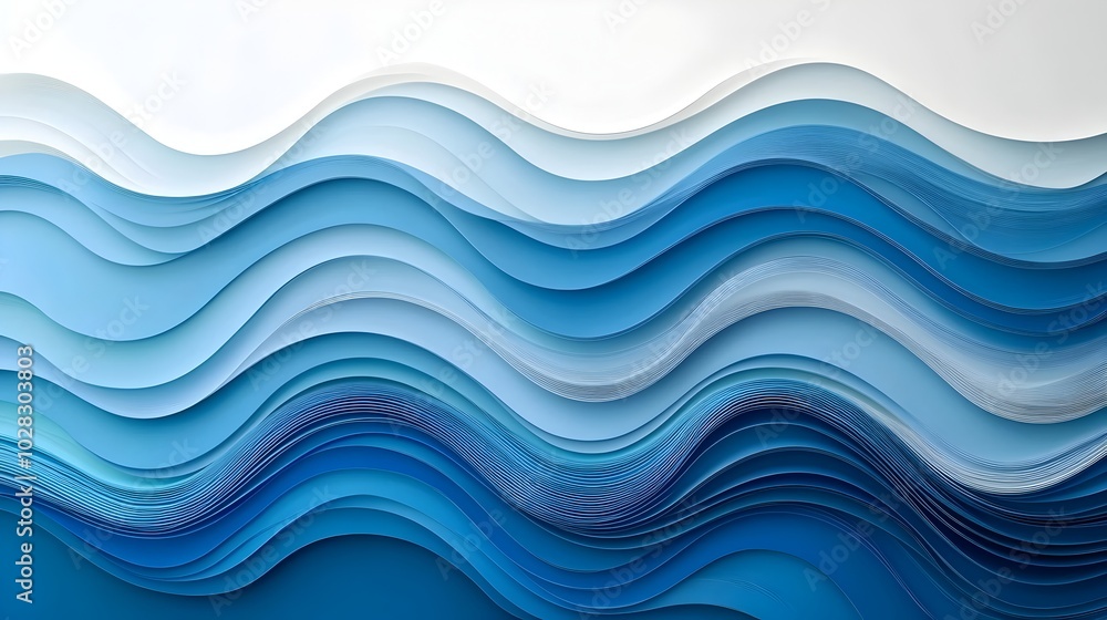 Poster tranquil abstract 3d waves in soft pastel gradients,smooth flowing lines creating a peaceful
