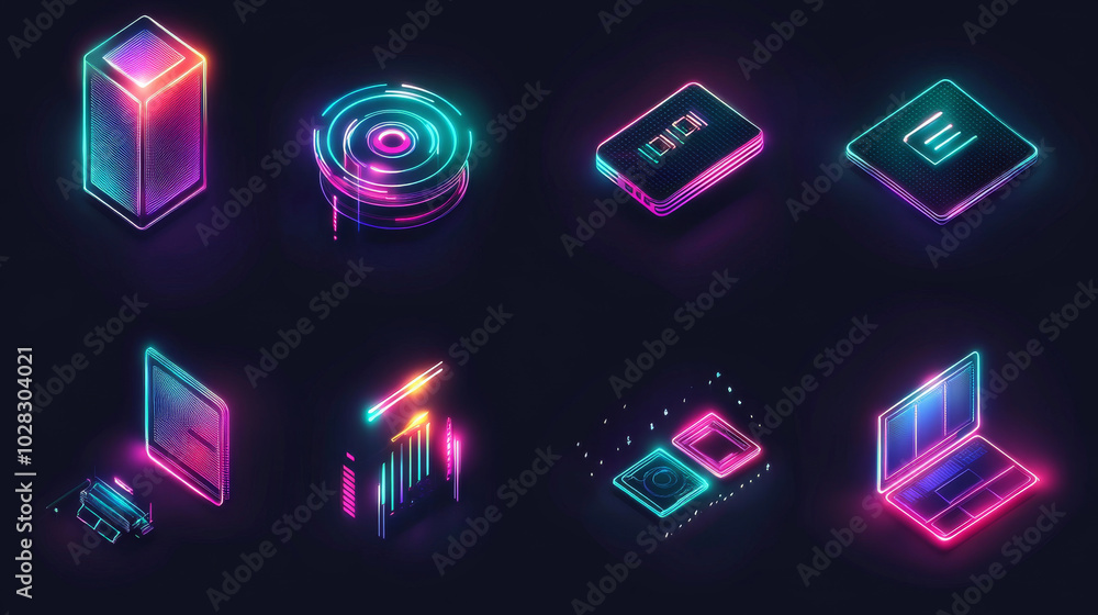 Aufkleber this set includes ten different icons representing hardware development. the icons are modern and st