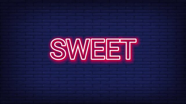 Sweet text effect, Seamless lopped text neon video motion 4K HD glow