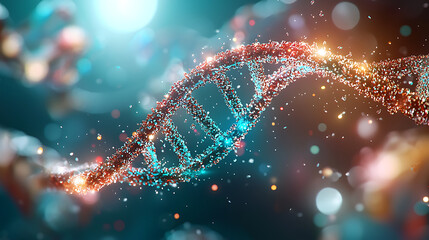 stunning visual representation of DNA strands, showcasing intricate details and vibrant colors. image captures essence of genetic editing and molecular biology, evoking sense of wonder and discovery