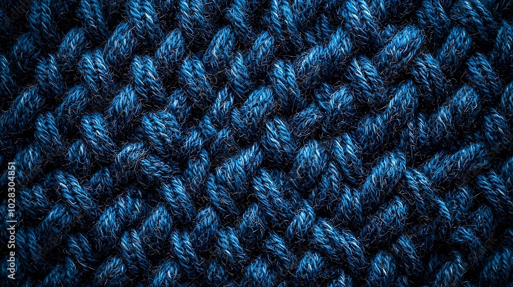 Poster blue knitted wool texture background pattern with high resolution top view copy space : generative a