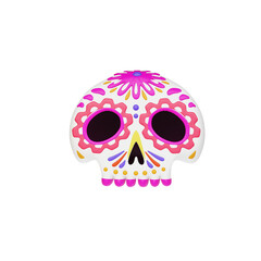 Cute cartoon character of Skull on Dia De Los Muertos. 3d render.