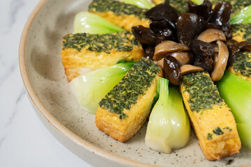 Bean Curd, Egg White, Mushroom, Vegetable and Soybean Milk