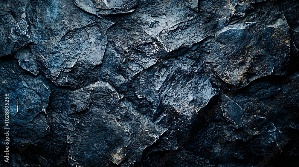 Poster dark navy blue stone texture background top view copy space : generative ai