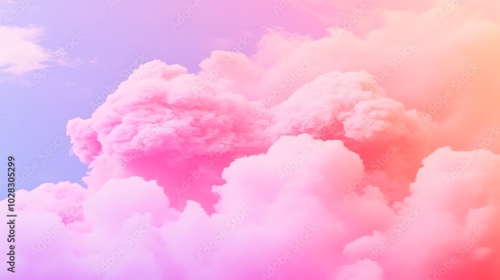 Poster serene sky blue gradient background with soft cloud formations for text or design