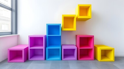 Obraz premium Soft Pastel Abstract Geometric Shapes Minimal Composition with Copy Space