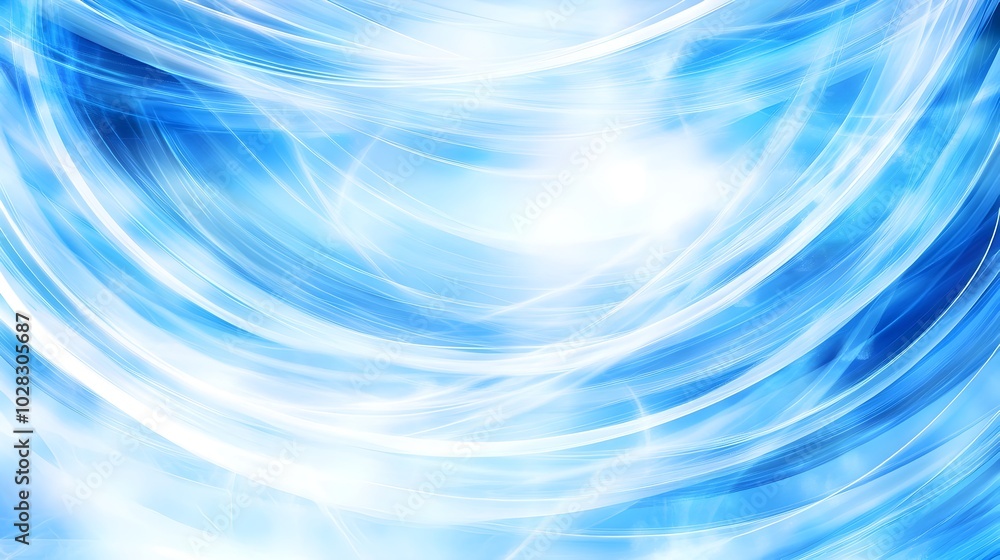Poster mesmerizing modern abstract wave pattern in serene blue tones with ample copy space