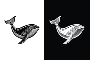 Whale Silhouette Vector Art. Minimalistic Icons for Unique Designs