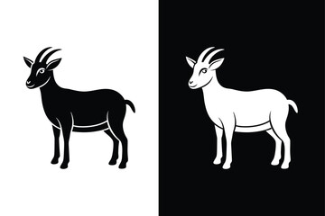Goat Silhouette Icons. Stylish Black Vector Illustrations